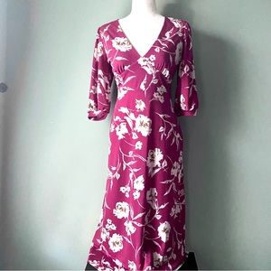 All In Favor Magenta Floral Midi Dress